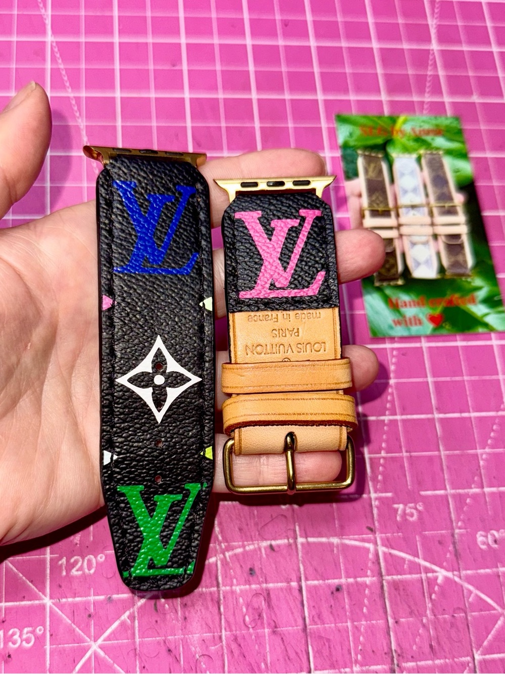 💗💙 Louis Vuitton Poignet Apple Watch band Murakami canvas Custom handmade